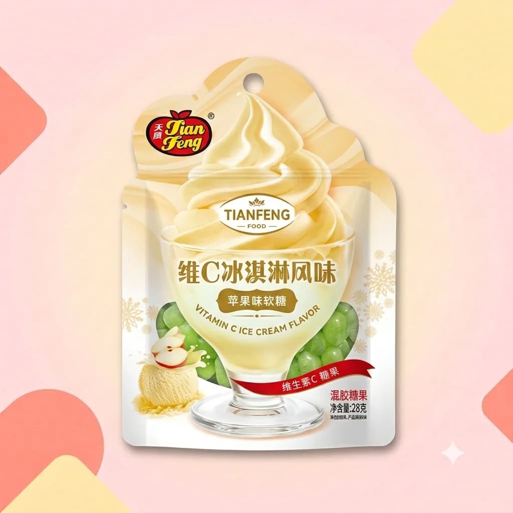 Конфеты с витамином C TianFeng Яблочное мороженое 28г