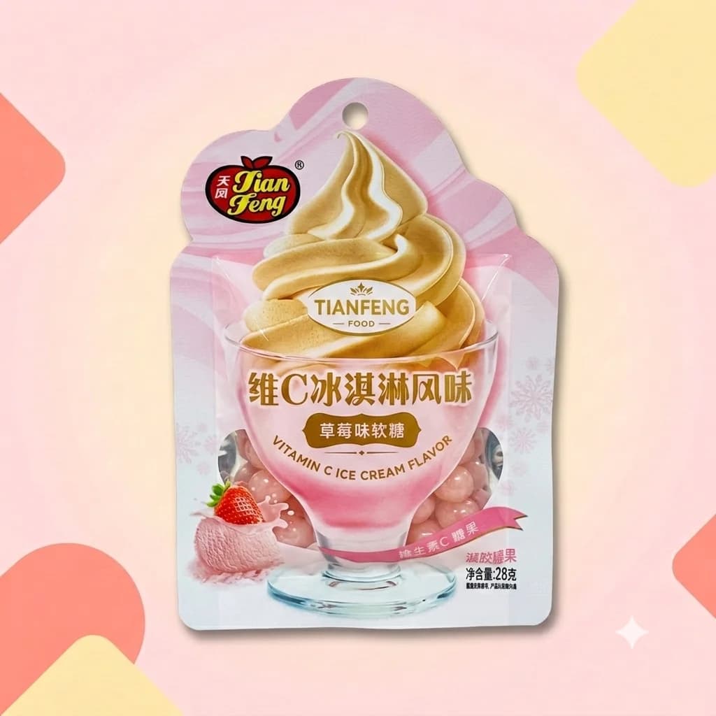 Конфеты с витамином C TianFeng Клубничное мороженое 28г