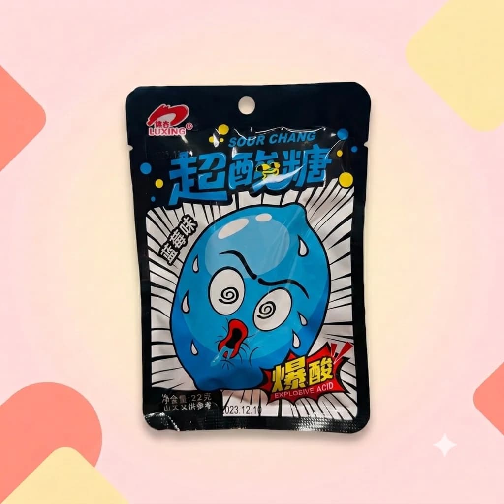 Конфеты кислые с шипучкой Luxiing Sour Chang Голубика 22г