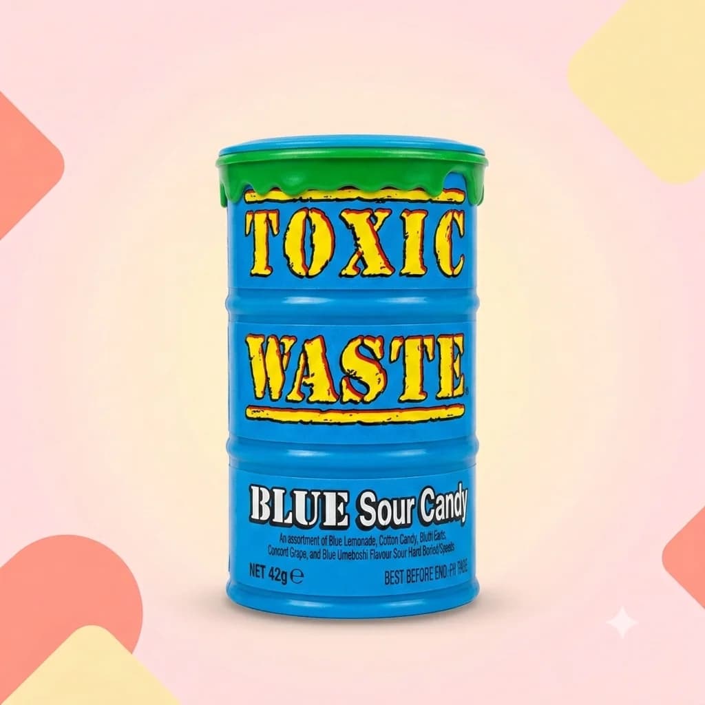 Леденцы ToxicWaste Голубая бочка 42г
